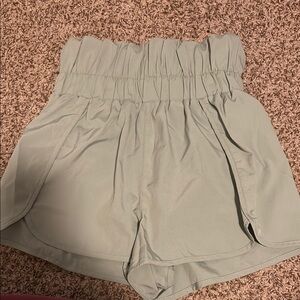 High Waist Green Shorts with Elastic Waistband